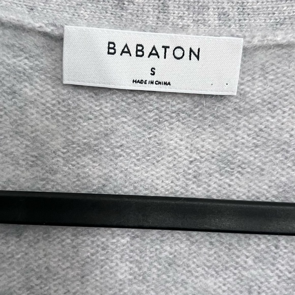 Aritzia Babaton hip length cardigan wool-cashmere blend, size Small, color grey - Picture 3 of 11